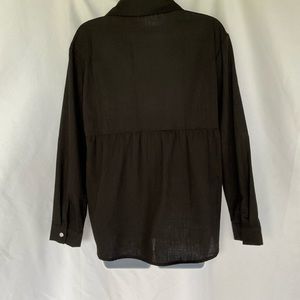 Linen Button-Up Shirt with Back Detail - Small -Versatile for Office to Outdoors